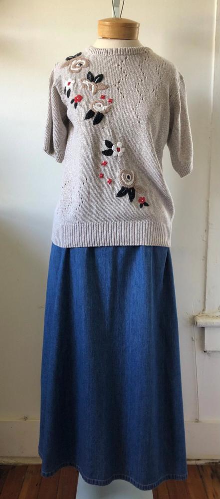 Vintage Floral Short Sleeve Sweater - Alfred Dunner - 1980s Fall/Spring Fashion - Picture 4 of 8